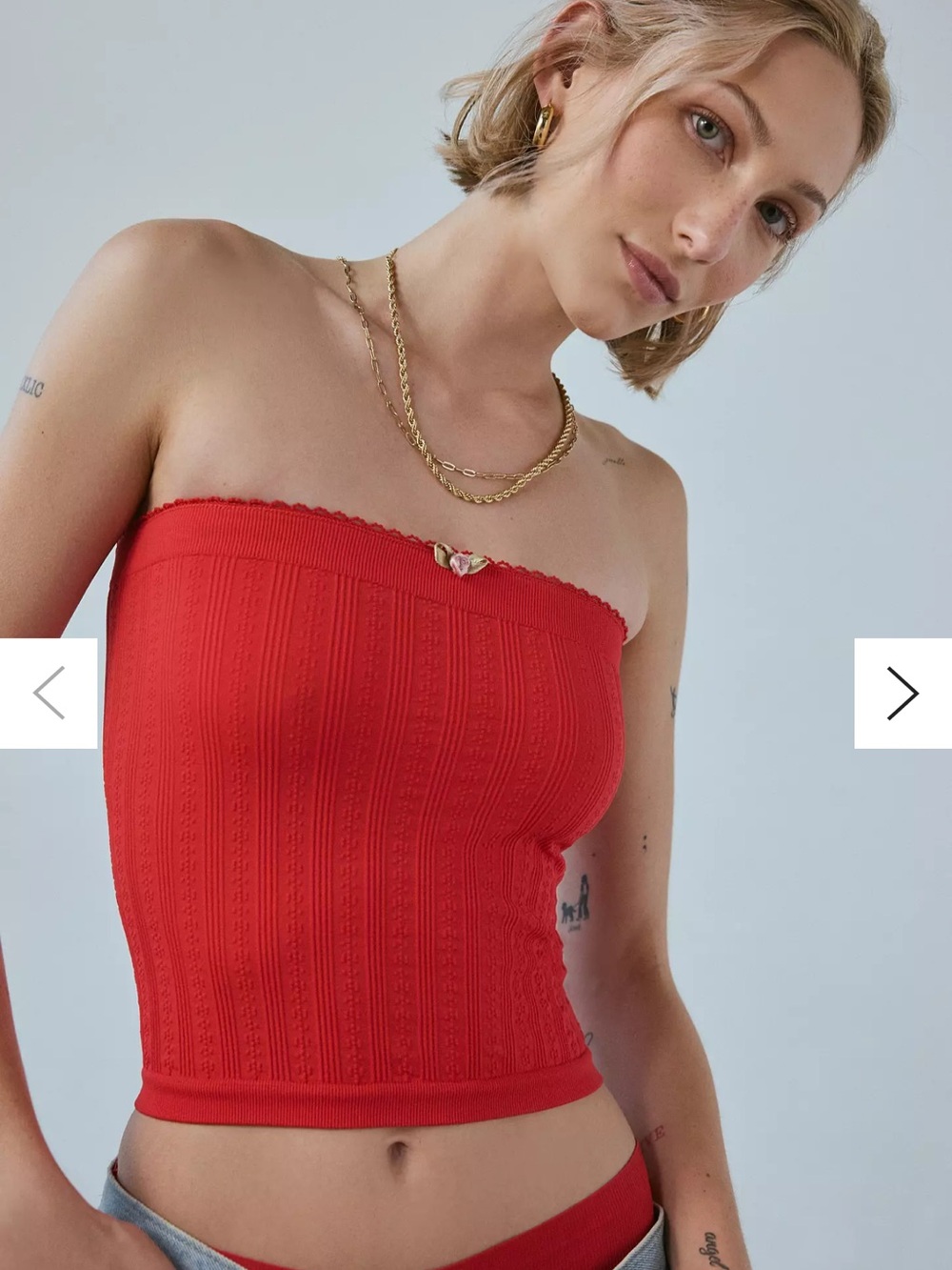 Sold -  Red Strapless Ribbed Tube Camisole